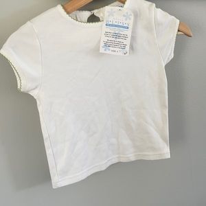 Bella Bliss Size 3 100% Pima Cotton Shirt with Green Detail on Neck and Sleeves